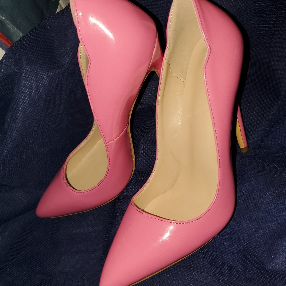Pink high heel shoes